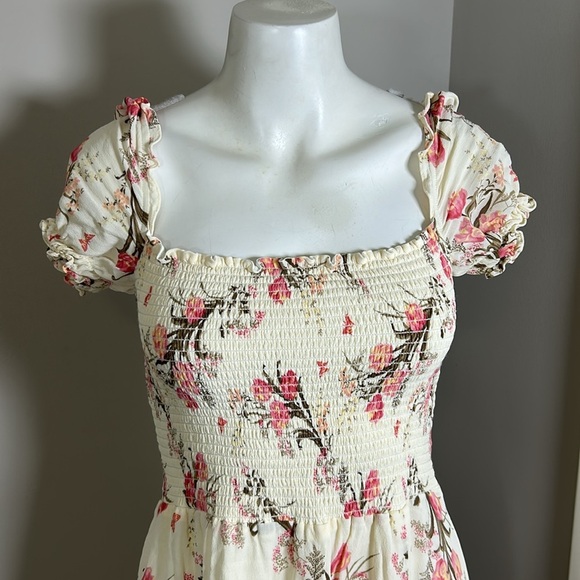 Reformation Inka Dress in Leila Off Shoulder Smocked Floral Womens Size XL - Picture 5 of 15
